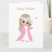かわいい妖精の女の子の誕生日カード カード (正面)