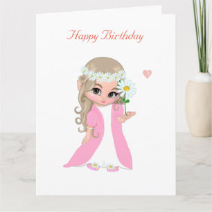 かわいい妖精の女の子の誕生日カード カード