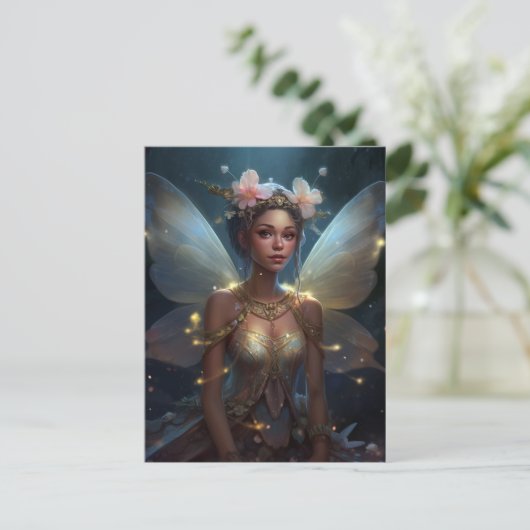 かわいい妖精の女の子ファンタジーアート ポストカード (スタンド正面)