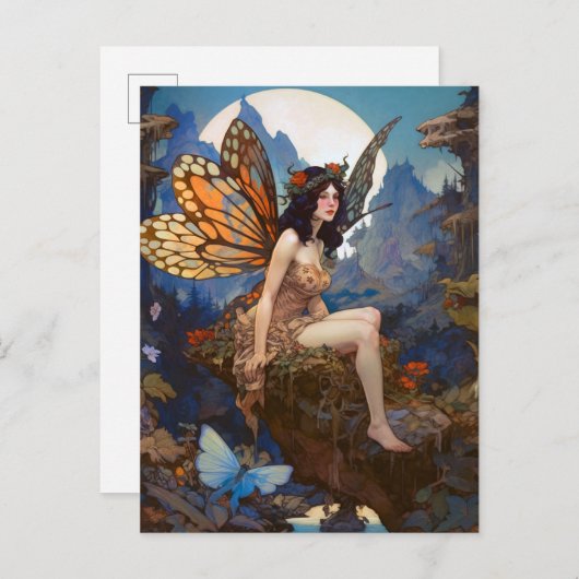 かわいい妖精の女性ファンタジーアート ポストカード (正面/裏面)