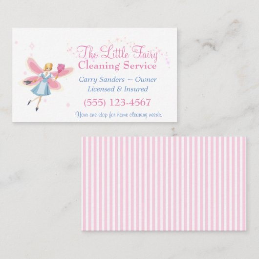 かわいい妖精の家の清掃サービス 名刺 (正面/裏面)