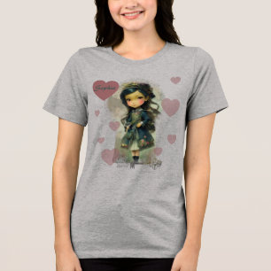かわいい妖精の少女 トライブレンドTシャツ