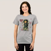 かわいい妖精の少女 トライブレンドTシャツ (正面全面)