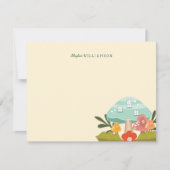 かわいい妖精の庭の秋のリースキノコ&カボチャ ノートカード (正面)