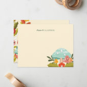 かわいい妖精の庭の秋のリースキノコ&カボチャ ノートカード (正面/裏面インサイチュ)