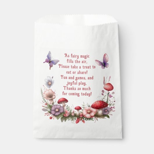 かわいい妖精の最初の誕生日の好意トリートグラブバッグ フェイバーバッグ (正面)