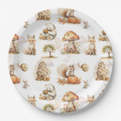 かわいい妖精の森の動物模様 ペーパープレート (正面)