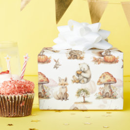 かわいい妖精の森の動物模様 ラッピングペーパー