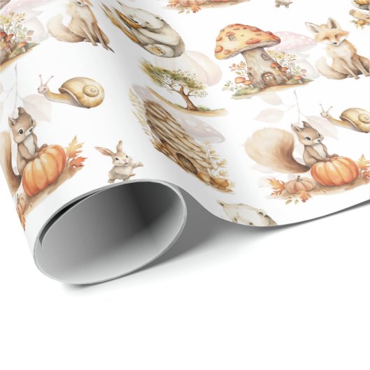 かわいい妖精の森の動物模様 ラッピングペーパー (ロールコーナー)