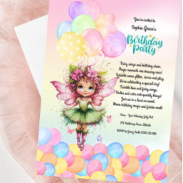かわいい妖精の誕生日パーティーの招待 – ガーデンパーティー 招待状