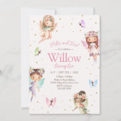 かわいい妖精の誕生日招待状、ピクシーパーティー 招待状 (正面)