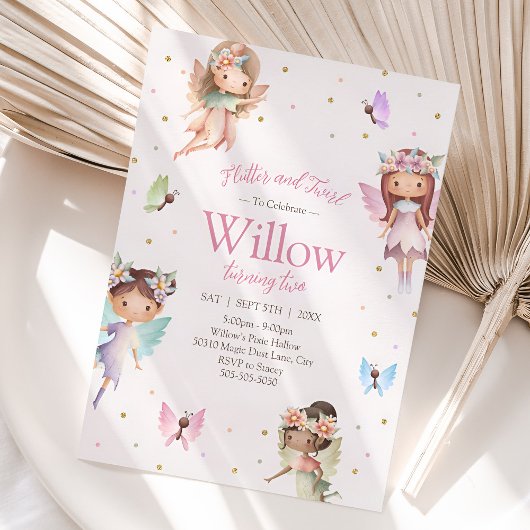 かわいい妖精の誕生日招待状、ピクシーパーティー 招待状