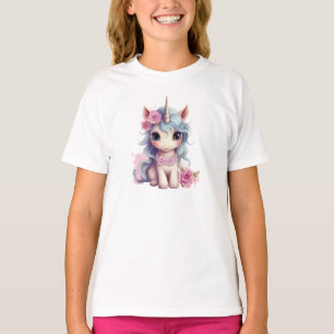 かわいい妖精の赤ちゃんユニコーン輝くファンタジー Tシャツ