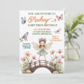 かわいい妖精の1歳誕生日 招待状 (スタンド正面)