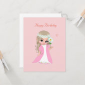 かわいい妖精オンライトピンク誕生日カード カード (正面/裏面インサイチュ)