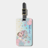 かわいい妖精ピンクの女の子名前をカスタムするキッズ ラゲッジタグ (正面縦)
