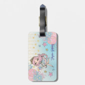 かわいい妖精ピンクの女の子名前をカスタムするキッズ ラゲッジタグ (裏面縦)