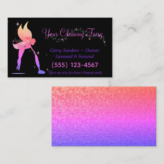 かわいい妖精ブラックハウス清掃サービス 名刺 (正面/裏面)