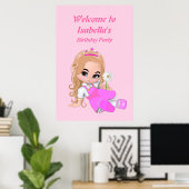 かわいい妖精プリンセスピンクガールズバースデーパーティー ポスター (ホームオフィス)