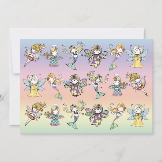 かわいい妖精マーメイドエンジェルパーティーの活性化 招待状 (正面)