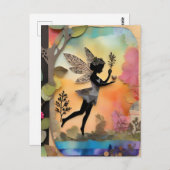 かわいい妖精ミックスメディアコラージュ ポストカード (正面/裏面)