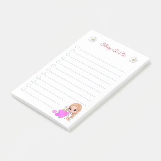 かわいい妖精&デイジーの花ノートをする物 ポストイット (アングル)