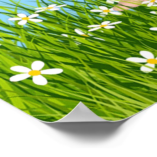 かわいい妖精&デイジーの花 ポスター (角)