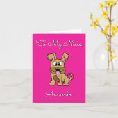 かわいい姪の誕生日カード – おもしろい犬 カード (黄色い花)