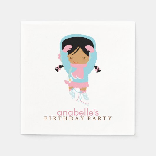 かわいい姿スケーターガールズバースデーパーティー スタンダードカクテルナプキン (正面)