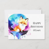 かわいい威厳のあるキツネ誕生日 カード (正面)