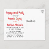 かわいい婚約パーティマン結婚ガの新郎 インビテーションポストカード (裏面)