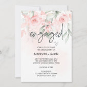 かわいい婚約パーティー ブルッシュピンク 花 招待状 (正面)