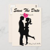 かわいい婚約&日付の保存 ポストカード (正面/裏面)