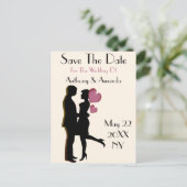 かわいい婚約&日付はがき保存 インビテーションポストカード (スタンド正面)