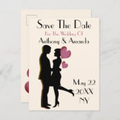 かわいい婚約&日付はがき保存 インビテーションポストカード (正面/裏面)