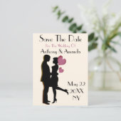 かわいい婚約&日付はがき保存 インビテーションポストカード (スタンド正面)