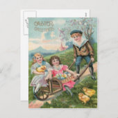 かわいい子たちイースターシック色卵 シーズンポストカード (正面/裏面)