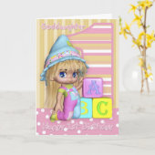 かわいい子とゴド娘1stバースデーカード カード (黄色い花)