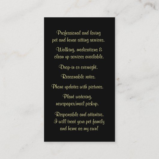 かわいい子と花inホームハウスとペット座る 名刺 (裏面)