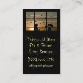 かわいい子と花inホームハウスとペット座る 名刺 (正面)