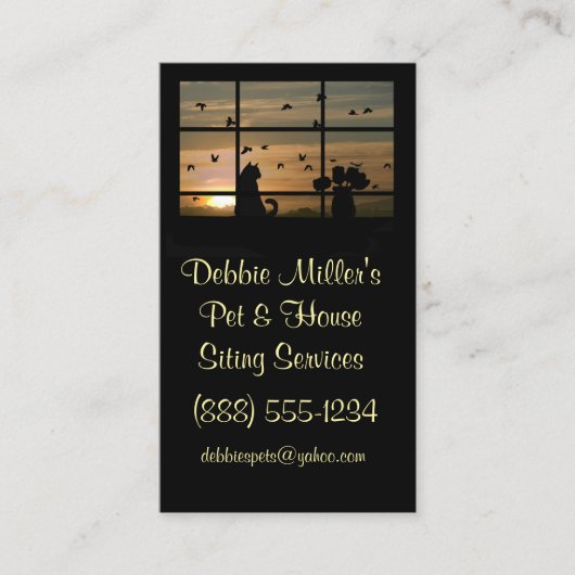 かわいい子と花inホームハウスとペット座る 名刺 (正面)