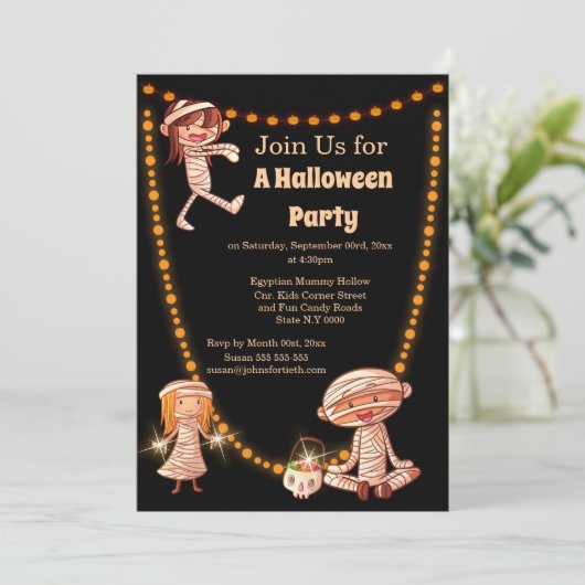 かわいい子どもが包帯の仮装をする 招待状 (スタンド正面)