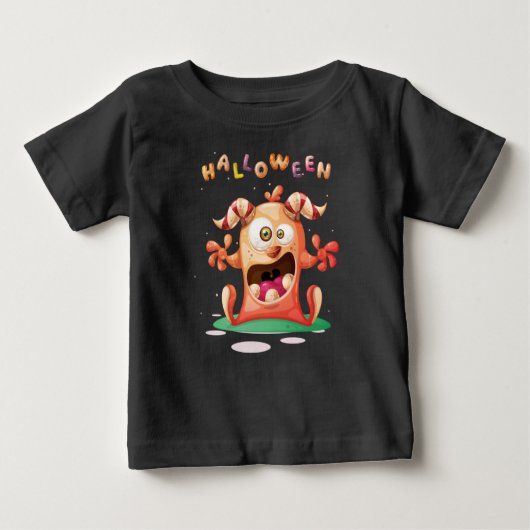 かわいい子どもじみたハロウィーンモンスター幼児 ベビーTシャツ (正面)