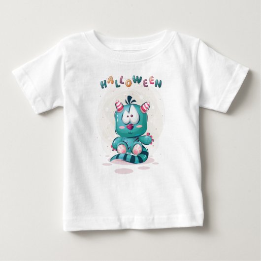 かわいい子どもじみたハロウィーンモンスター幼児 ベビーTシャツ (正面)