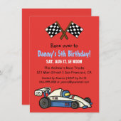 かわいい子どもたちがカーバースデーパーティ招待状 招待状 (正面/裏面)