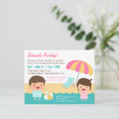 かわいい子どもたちがビーチ誕生パーティー 招待状 (スタンド正面)