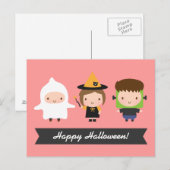 かわいい子どもたちのハロウィントリックオアトリート ポストカード (正面/裏面)