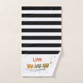 かわいい子どもたちの名前,トレーニングブラック&ホワイトストライプ バスタオルセット (ハンドタオル)
