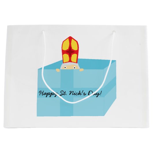 かわいい子どもたちアおもしろいート聖ニコラス·シンタークラアス ラージペーパーバッグ (正面)
