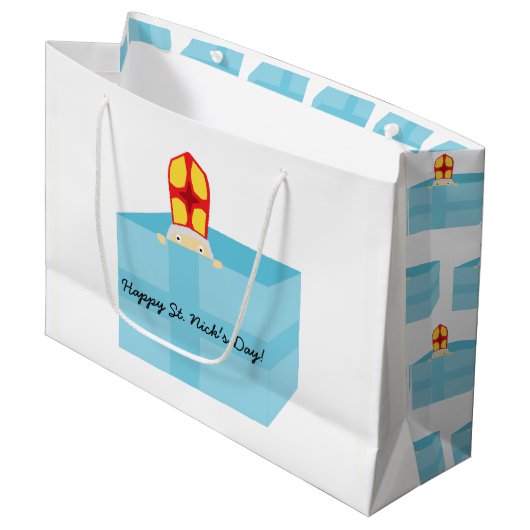 かわいい子どもたちアおもしろいート聖ニコラス·シンタークラアス ラージペーパーバッグ (正面アングル)
